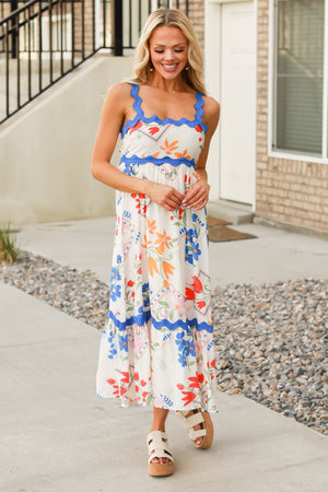 Sweet Botanica Midi Dress – Ivory Multi, Closet Candy, 1