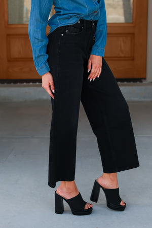 KANCAN Victoria Ultra High Rise Cropped Wide Leg Jeans - Black, Closet Candy, 4