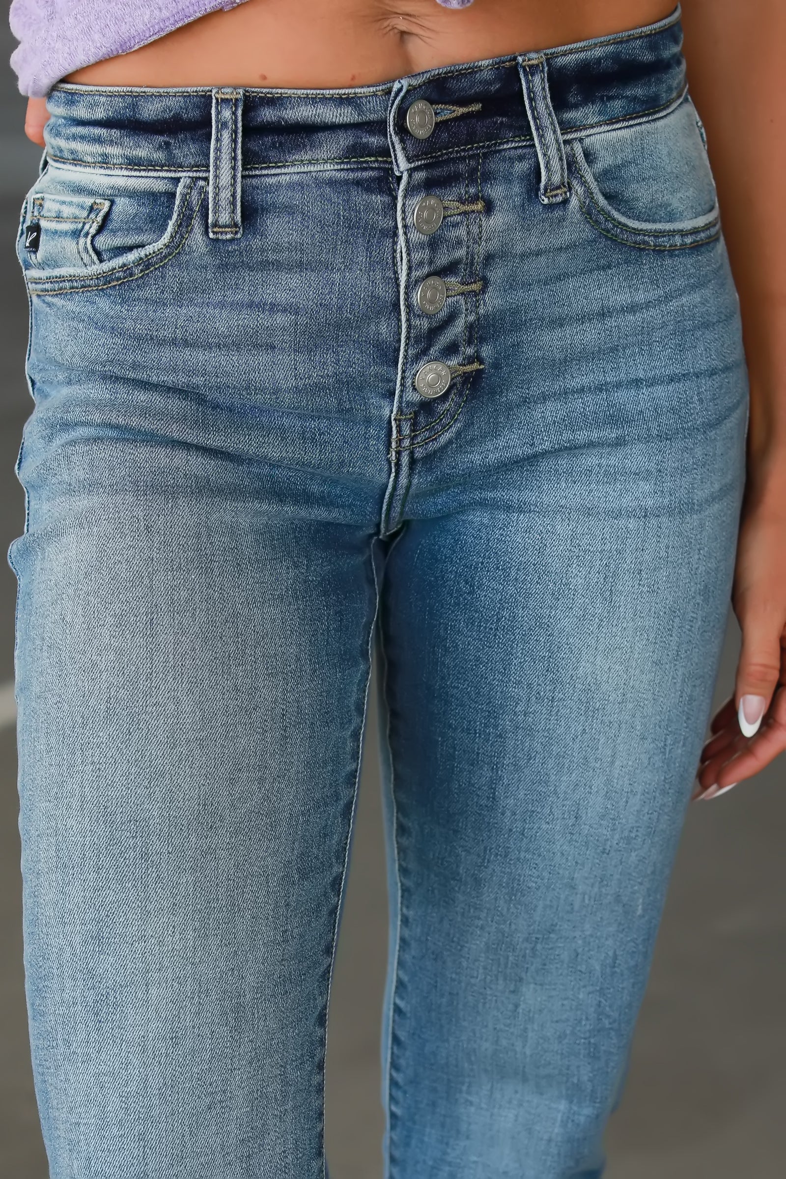 KANCAN Noelle High Rise Skinny Straight Jeans - Medium Wash, Closet Candy, 1