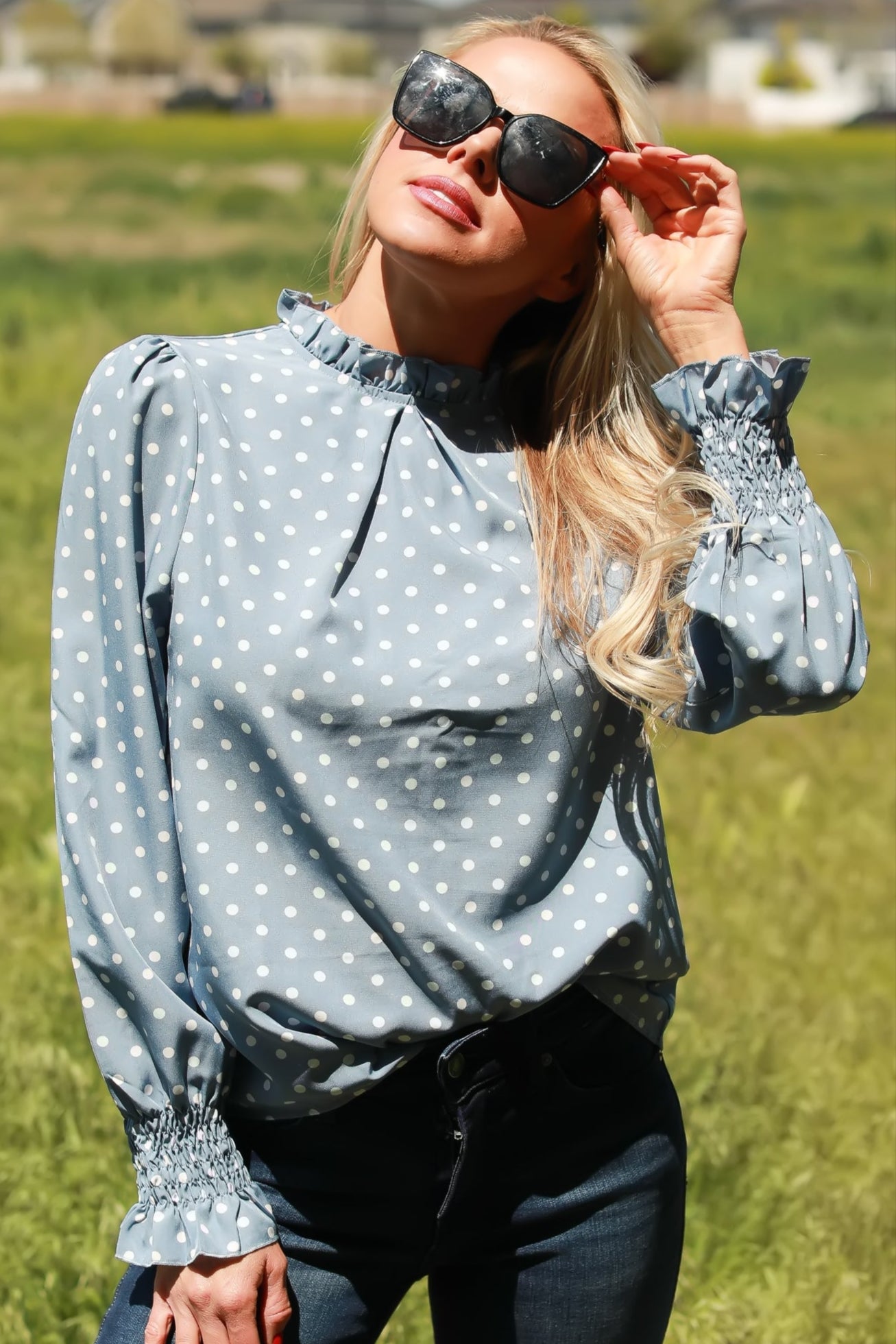 Lanterns in the Moonlight Blouse, Blue, Closet Candy, 1