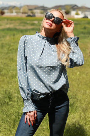 Lanterns in the Moonlight Blouse, Blue, Closet Candy, 1
