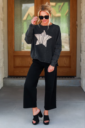 Feeling Warm and Bright Graphic Sweatshirt - Black, Closet Candy, 4