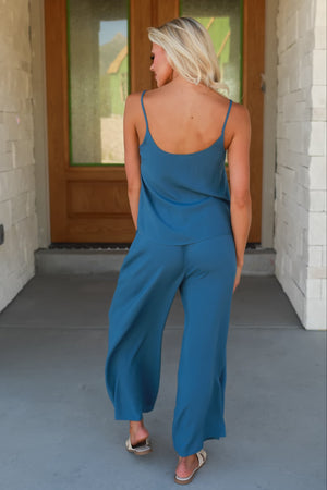 You'll Be Here Woven Cami Set - Dusty Blue, Closet  Candy, 5