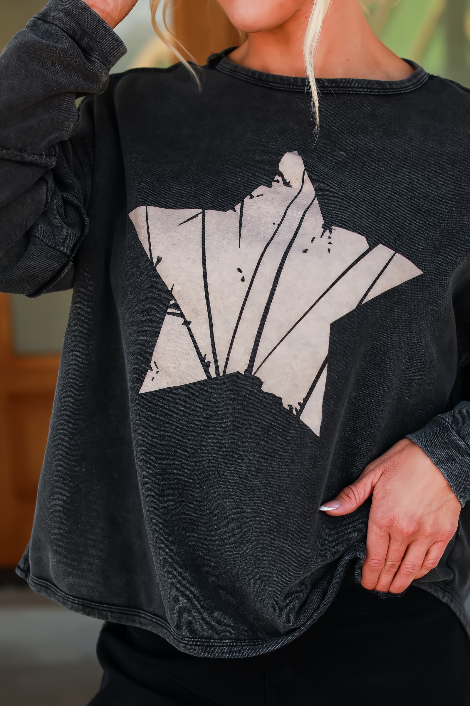 Feeling Warm and Bright Graphic Sweatshirt - Black, Closet Candy, 1