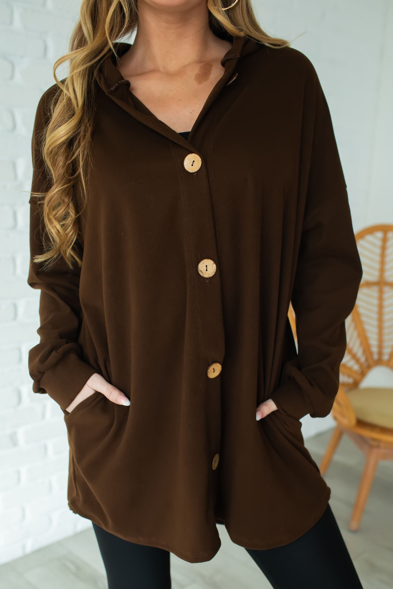 Something About Her Hooded Cardigan - Dark Brown, Closet Candy, 1