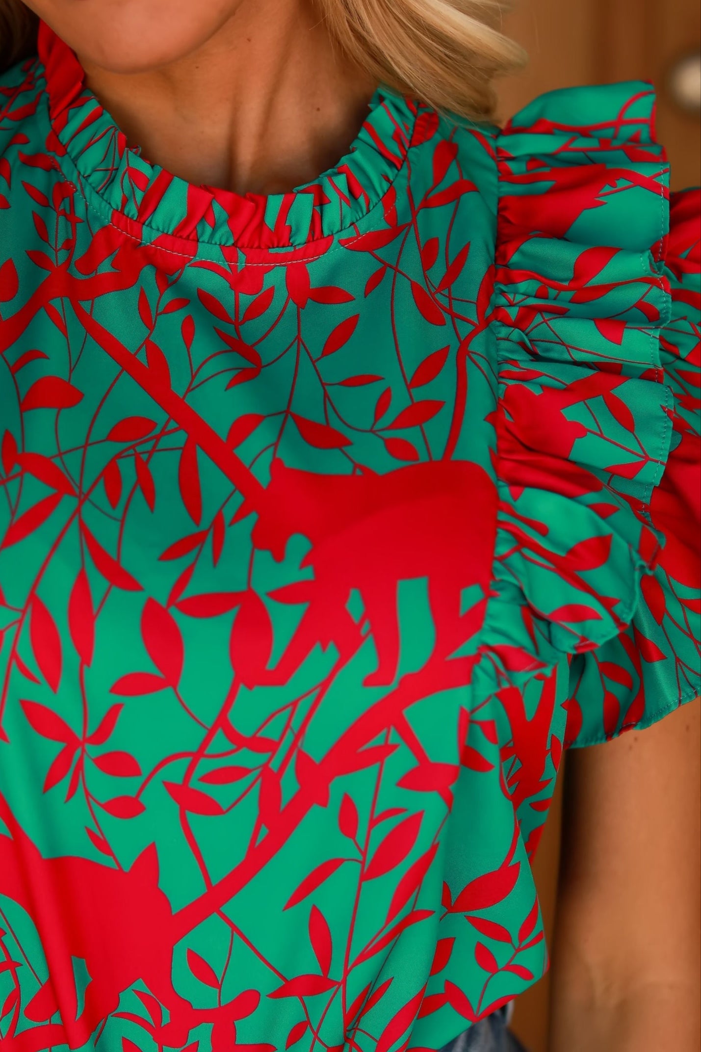 Tropical Daydream Blouse, Jade/Fuchsia, Closet Candy, 1