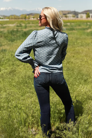 Lanterns in the Moonlight Blouse, Blue, Closet Candy, 6