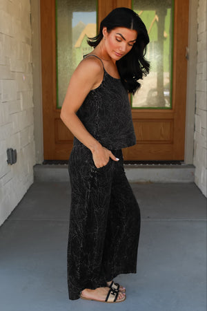 You'll Be Here Woven Cami Set - Ash Black, Closet Candy, 5