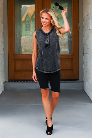 See You Once Again Tank Top - Ash Black