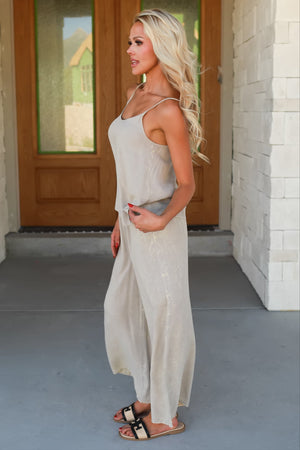 You'll Be Here Woven Cami Set - Ash Mocha, Closet Candy, 4