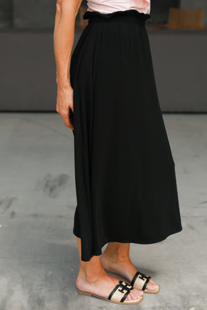 Dance the Night Away Paperbag Midi Skirt - Black, Closet Candy, 3