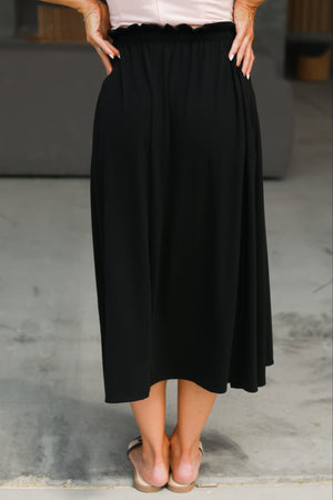Dance the Night Away Paperbag Midi Skirt - Black, Closet Candy, 5