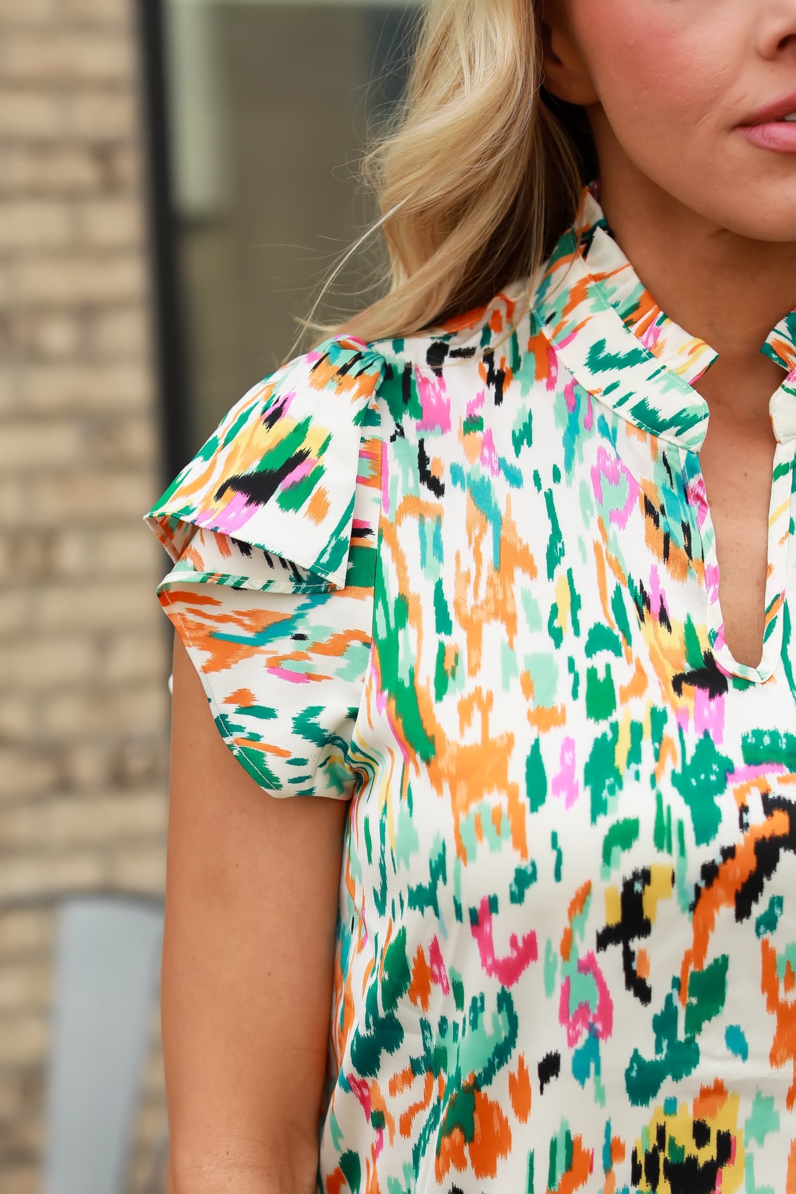 Sassy Splash Ruffle Blouse - Floral, Closet Candy, 1