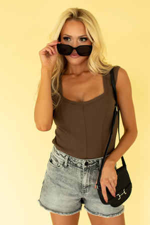 Laid-Back Ribbed Tank - Coffee Brown, Closet Candy, 1