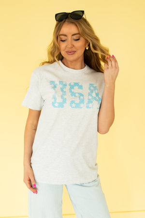American Dream Star Graphic Tee - Ash, Closet Candy, 1