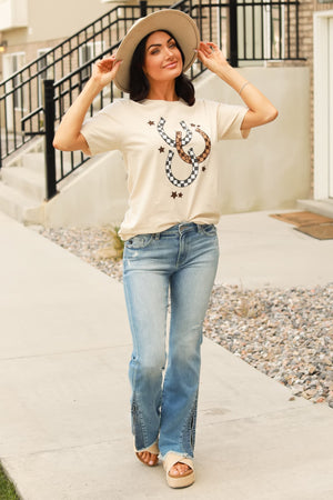 Cowgirl Mojo Graphic Tee, Cream, Closet Candy, 4