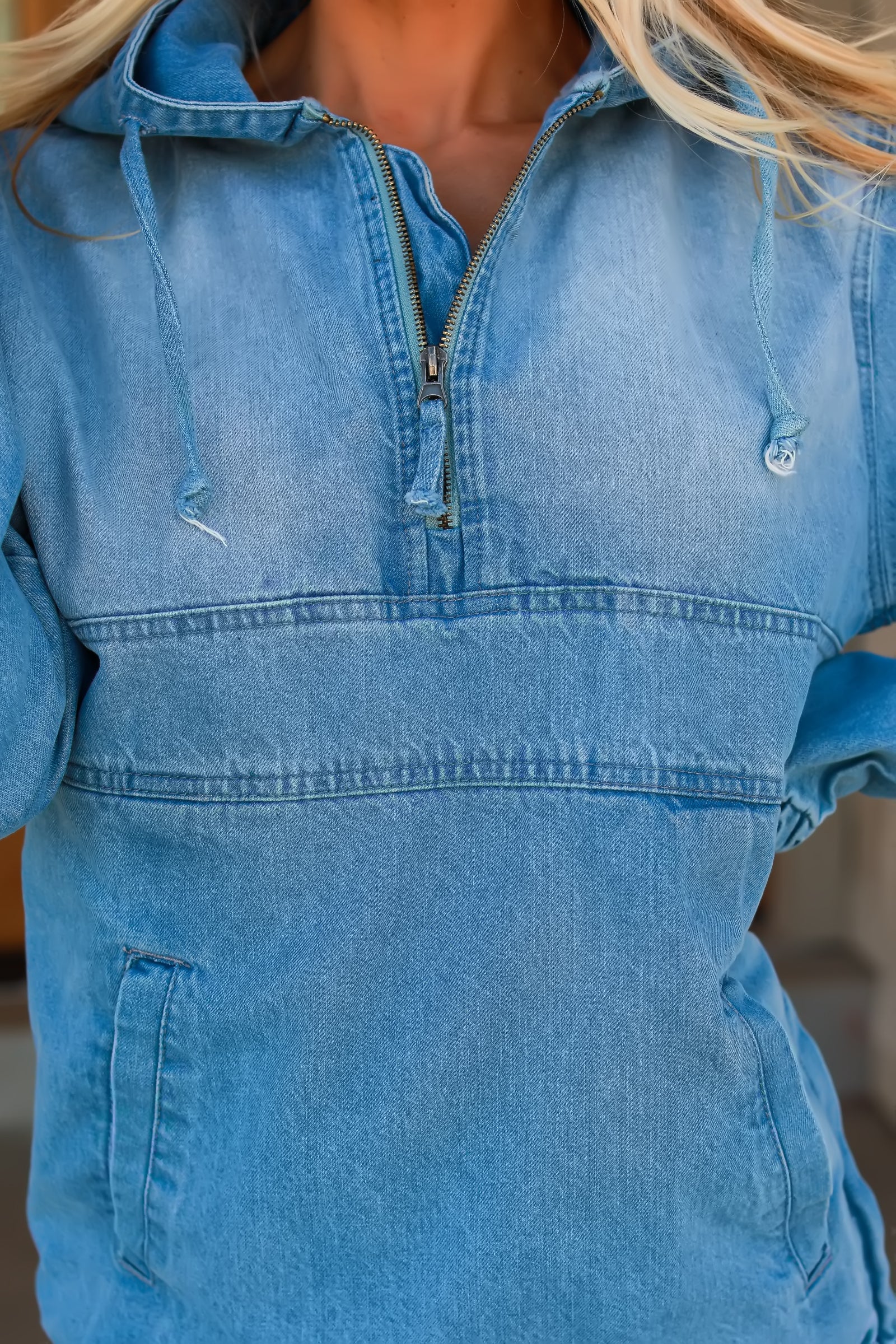 Lost in the Moment Denim Hoodie, Closet Candy, 1