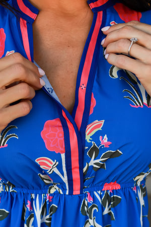 Gotta Be Floral Midi Dress, Blue, Closet Candy, 2