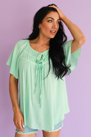 Delilah Airy Tie Top - Mint, Closet Candy, 6