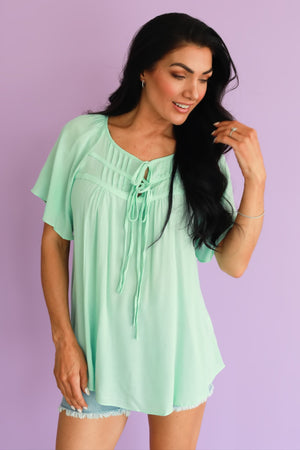 Delilah Airy Tie Top - Mint, Closet Candy, 1