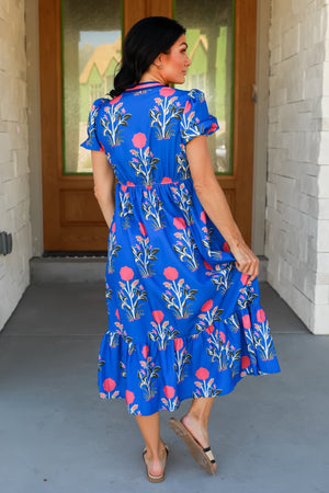 Gotta Be Floral Midi Dress, Blue, Closet Candy, 5