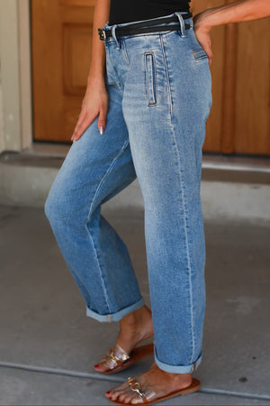 RISEN Good For You Barrel Jeans, Medium Wash, Closet Candy, 4