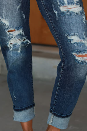 JUDY BLUE Edge Theory Boyfriend Jeans, Medium Wash, Closet Candy, 3