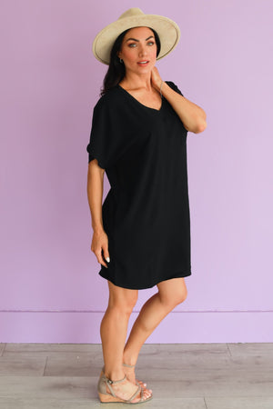 Mono Mood T-Shirt Dress, Black, Closet Candy, 3