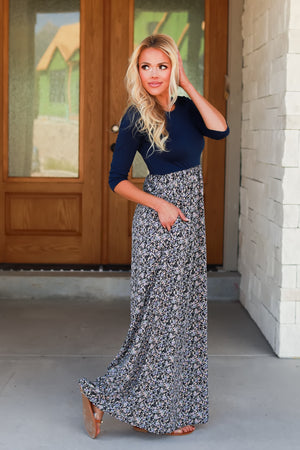 Whenever You Are Near Maxi Dress, Navy, Closet Candy, 4