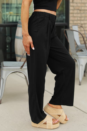 Modo Waffle Wide-Leg Pants, Black, Closet Candy, 4