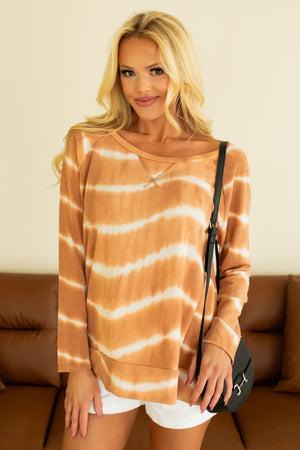 Desert Dunes Tie-Dye French Terry Top - Rust, Closet Candy, 1