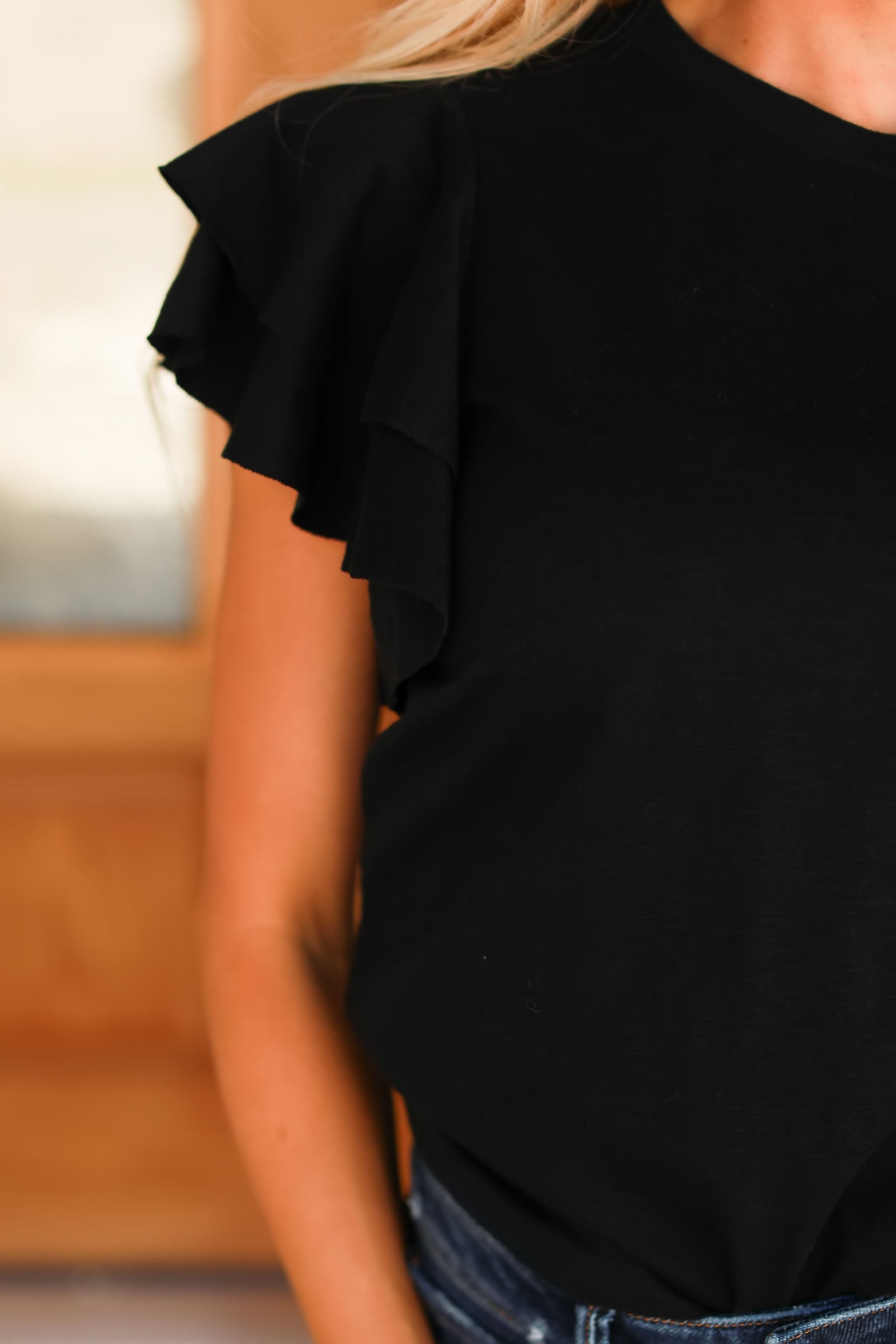 Simplicity Ruffle Blouse, Black, Closet Candy, 1