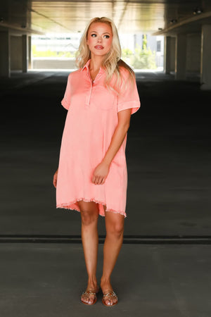 Not Just a Phase Shirt Dress - Coral, Closet Candy, 6