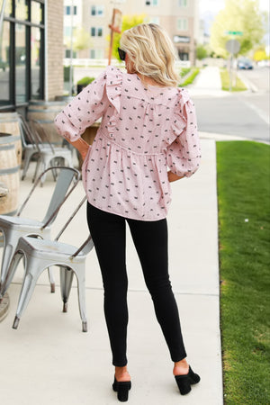 Maribelle Ruffled Peplum Blouse - Blush Pink, Closet Candy, 5