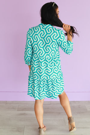 Maze Mirage Tiered Mini Dress - Aqua Blue, Closet Candy, 5