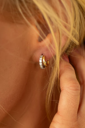 Pavé Crescent Earrings - Gold, Closet Candy, 2