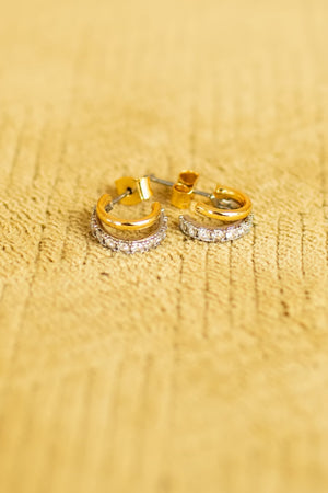 Pavé Crescent Earrings - Gold, Closet Candy, 1