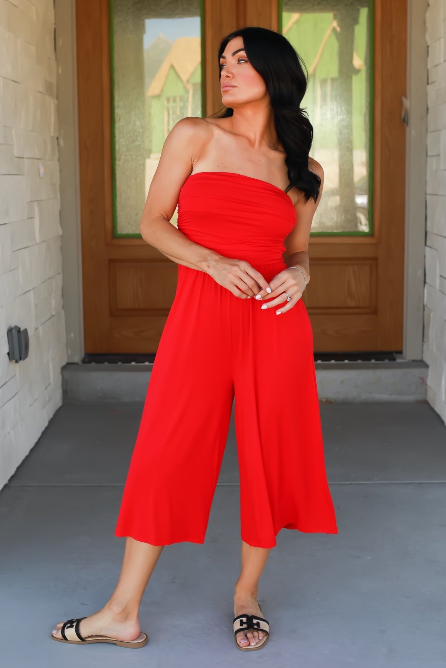 Call It What You Want Strapless Jumpsuit - Ruby, 1