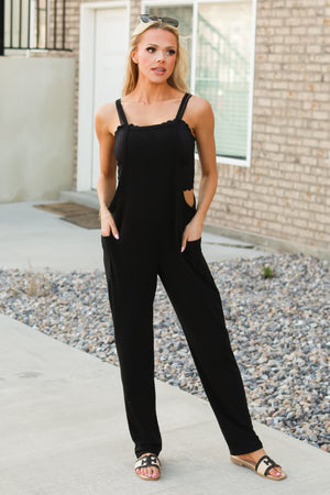 Midnight Muse French Terry Overalls – Black, Closet Candy, 1