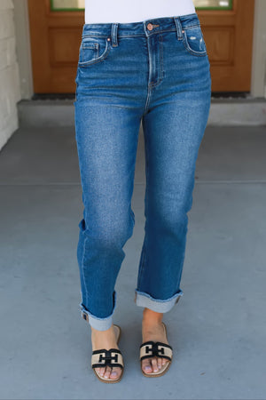 RISEN High Rise Got You Cuffed Jeans - Dark Wash, Closet Candy, 1