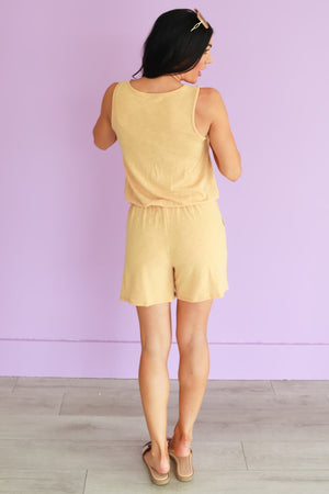 Take Me to the Top Drawstring Romper - Mango, Closet Candy, 6