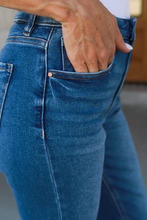 RISEN High Rise Got You Cuffed Jeans - Dark Wash, Closet Candy, 2