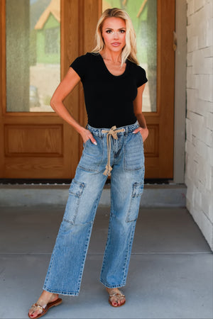 KANCAN Katie Low Slung Baggy Jeans - Medium Wash, Closet Candy, 3