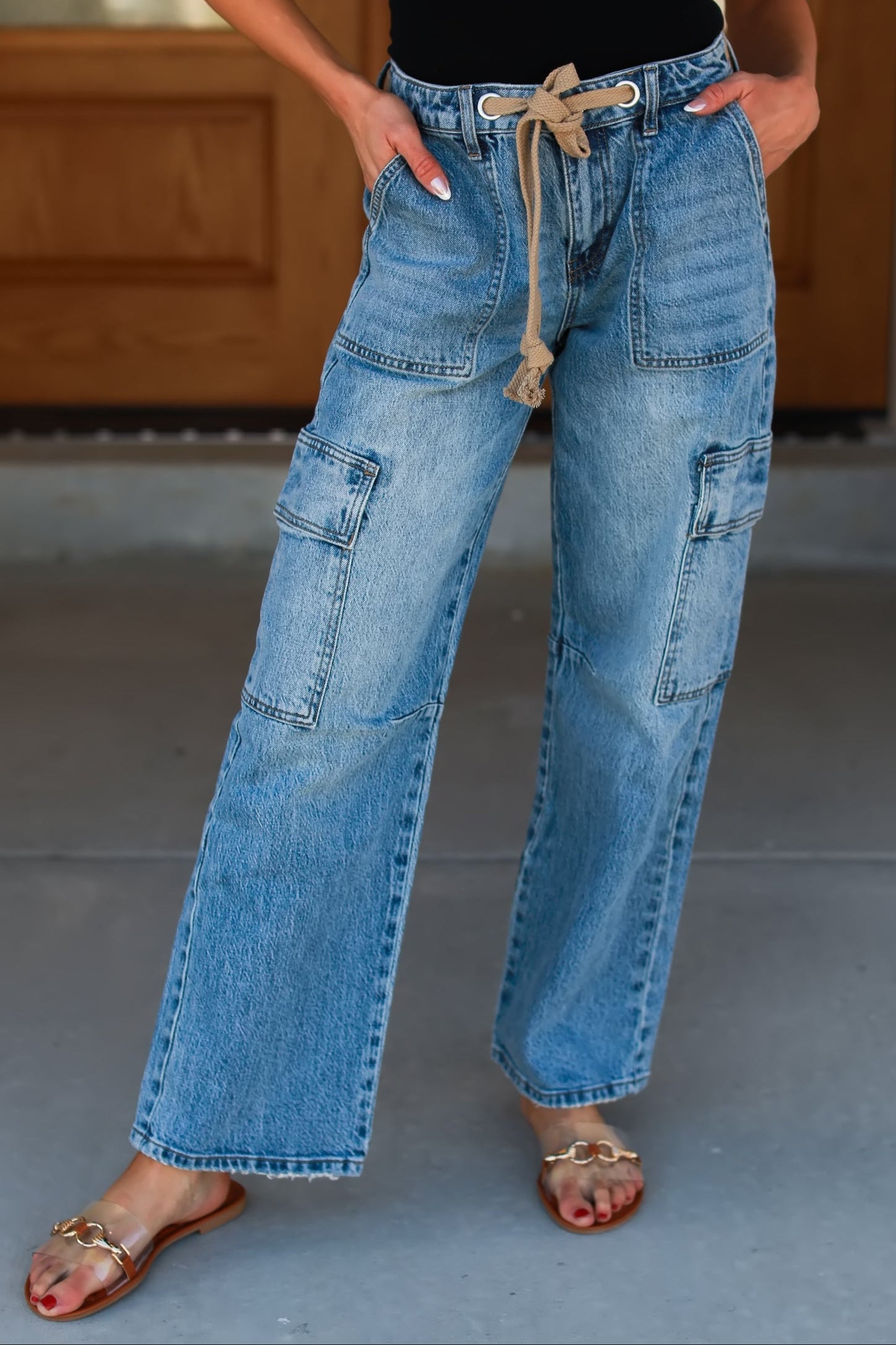 KANCAN Katie Low Slung Baggy Jeans - Medium Wash, Closet Candy, 1