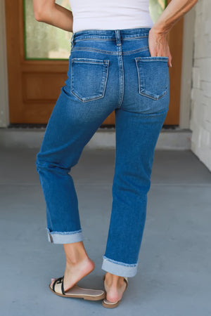 RISEN High Rise Got You Cuffed Jeans - Dark Wash, Closet Candy, 6