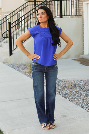 The Delaney Eyelet Top - Royal Blue, Closet Candy, 3