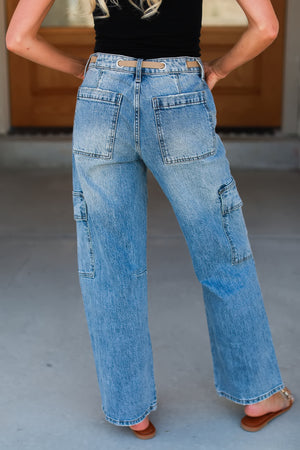 KANCAN Katie Low Slung Baggy Jeans - Medium Wash, Closet Candy, 5