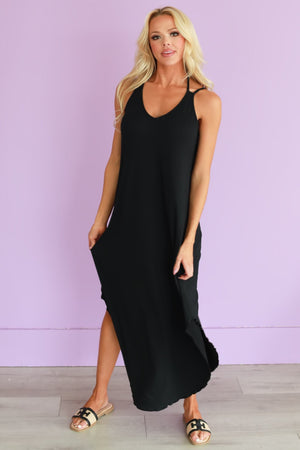 Island Glow Flowy Maxi Dress, Black, Closet Candy, 7