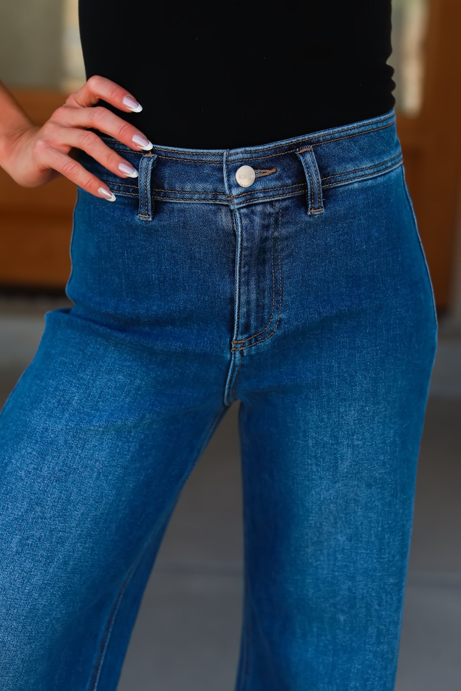 RISEN Hold Me Now Wide Leg Jeans - Medium Wash, Closet Candy, 1