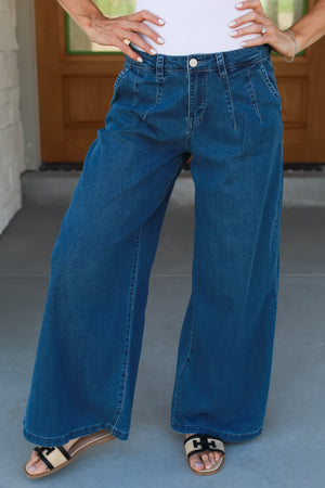 RISEN High Rise Cozy But Make it Knit Denim Jeans - Medium Wash, Closet Candy, 1